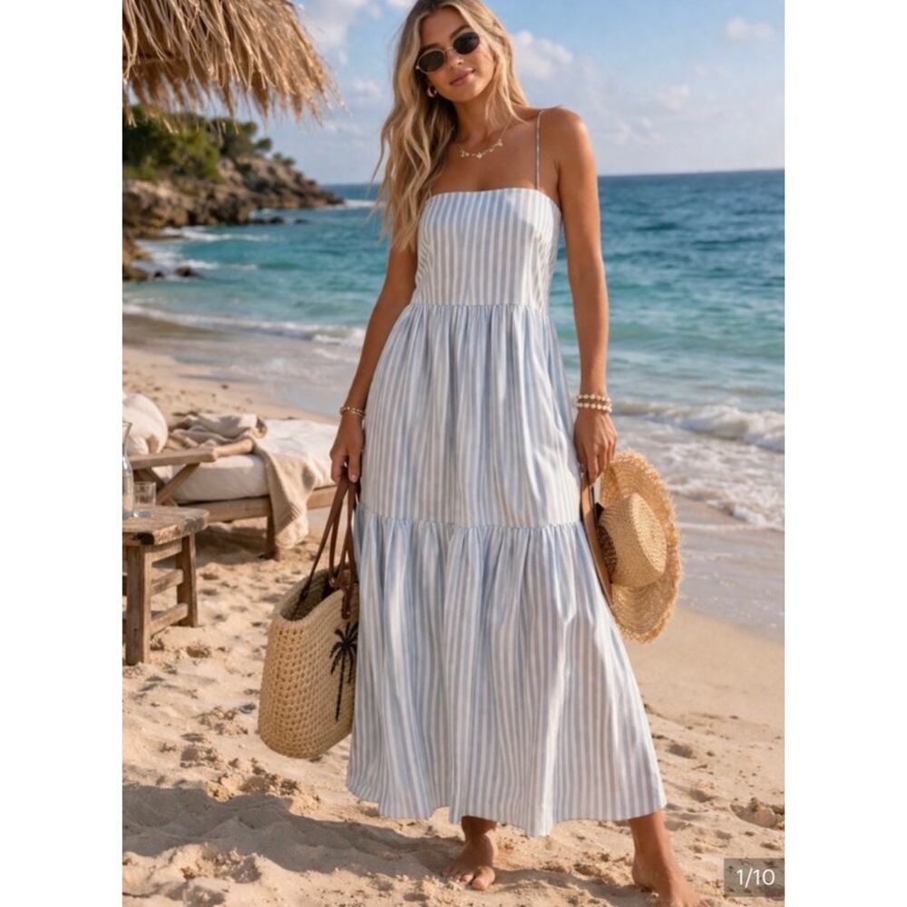 NWOT: Rag & Bone Striped Cotton Maxi Dress Size L